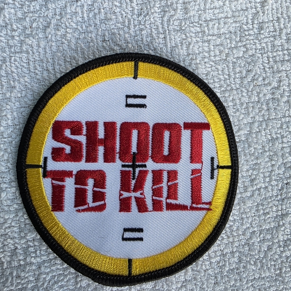 Disney Vintage 'Shoot To Kill' Yellow and Red Embroidered Patch Rare Movie